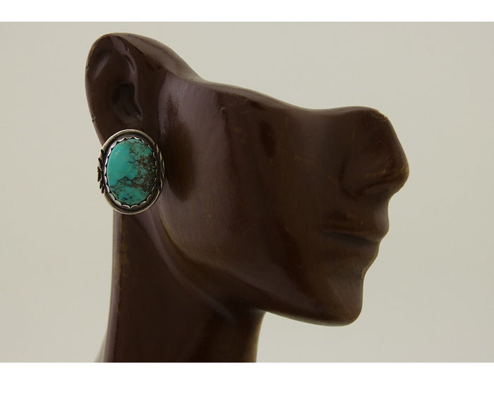 Navajo Earrings 925 Silver Natural Blue Native American Artist C.80's