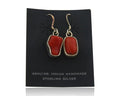 Navajo Earrings 925 Silver Natural Coral Native American Artist C.80's