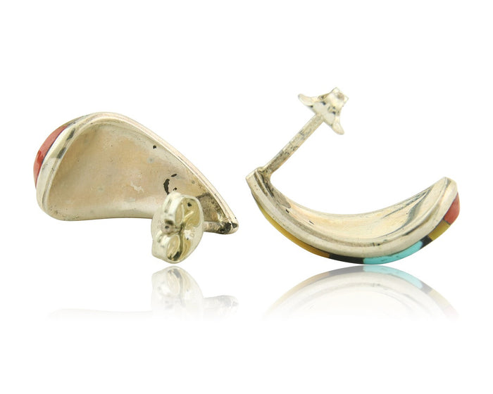 Navajo Earrings 925 Silver Natural Gemstone Native American Artist C.80's