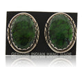 Navajo Earrings 925 Silver Natural Green Native American Artist C.80's