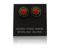 Navajo Earrings 925 Silver Natural Red Coral Native American Artist C.80's