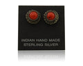 Navajo Earrings 925 Silver Natural Red Coral Native American Artist C.80's