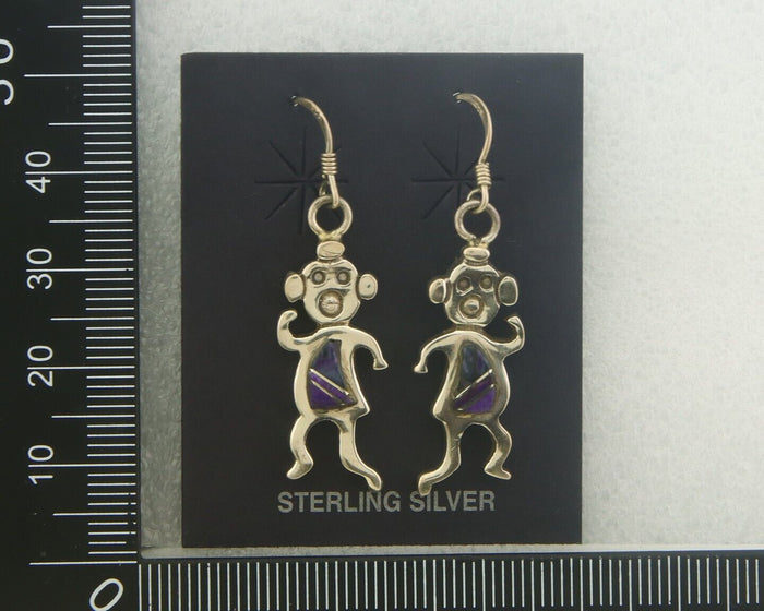 Navajo Earrings 925 Silver Natural Sugilite, Charoite Native American Artist C80