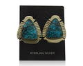 Navajo Earrings 925 Silver Natural Turquoise Artist Signed J Linkin C80s