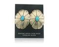 Navajo Earrings 925 Silver Natural Turquoise Artist Signed K. F. C.80's