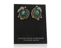 Navajo Earrings 925 Silver Natural Turquoise Artist Signed M CSC C.80's