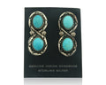 Navajo Earrings 925 Silver Natural Turquoise Native American Artist C80s