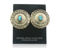 Navajo Earrings 925 Silver Natural Turquoise Native American Artist C.80's