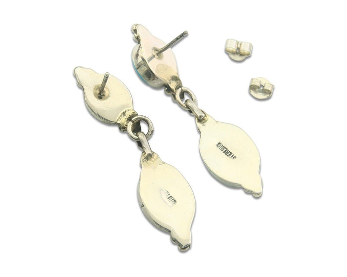 Navajo Earrings 925 Silver Natural Turquoise Native American Artist C.80's