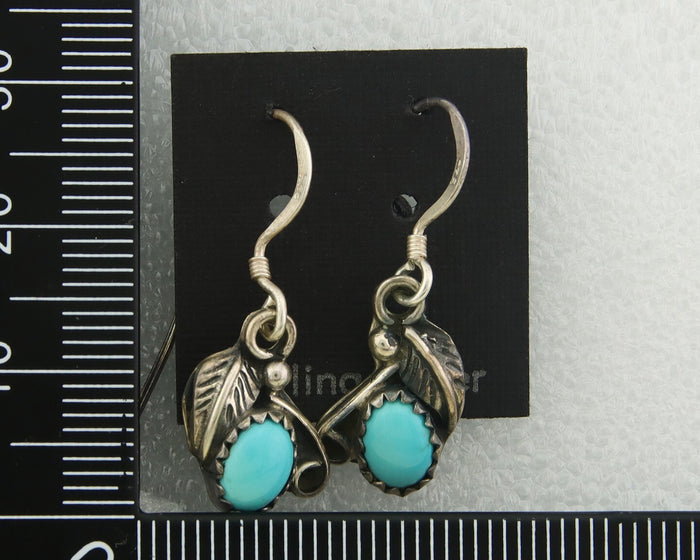 Navajo Earrings 925 Silver Natural Turquoise Native American Artist C.80's