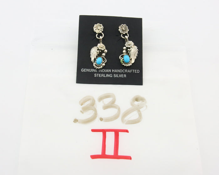 Navajo Earrings 925 Silver Natural Turquoise Native American Artist C.80's