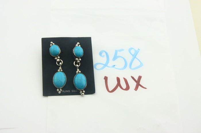 Navajo Earrings 925 Silver Natural Turquoise Native American Artist C.80's