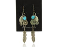 Navajo Earrings 925 Silver Natural Turquoise Native Artist C.80's