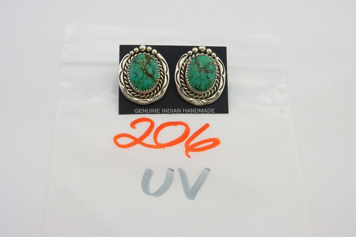 Navajo Earrings 925 Silver Natural Turquoise Native Artist C.80's