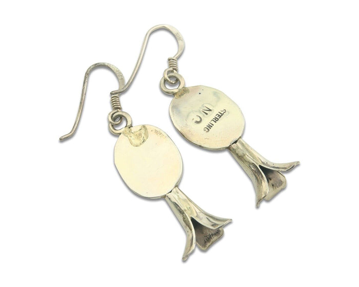 Navajo Earrings 925 Silver Natural Turquoise Native Artist JN C.80's