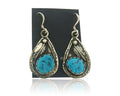 Navajo Earrings 925 Silver Natural Turquoise Native Artist MC C.80's