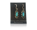 Navajo Earrings 925 Silver Natural Turquoise Native Artist Square C.80's