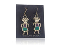 Navajo Earrings 925 Silver Natural Turquoise & Sugilite Native American C.80's