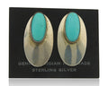 Navajo Earrings 925 Silver Shield Natural Turquoise Native Artist C.80's