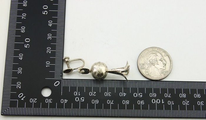 Navajo Earrings 925 Silver Squash Blossom Dangle Native American Artist C.80's