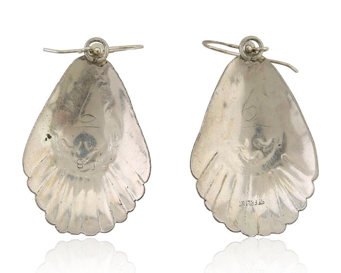 Navajo Earrings 925 Silver Turquoise Artist Signed Dean Brown C.80's