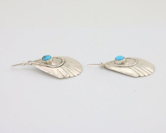Navajo Earrings 925 Silver Turquoise Artist Signed Dean Brown C.80's