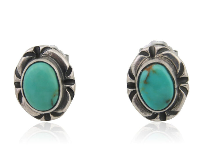 Navajo Earrings 925 Silver Turquoise Native American Artist C.80's