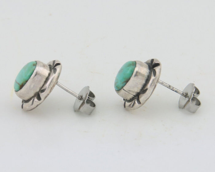Navajo Earrings 925 Silver Turquoise Native American Artist C.80's