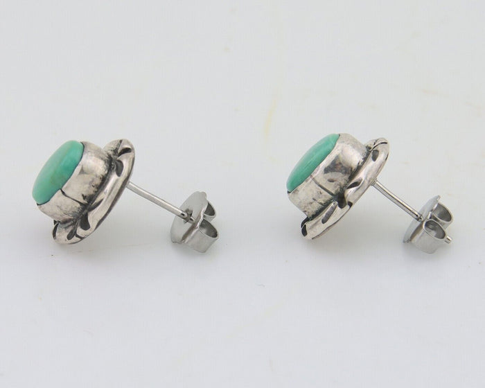Navajo Earrings 925 Silver Turquoise Native American Artist C.80's