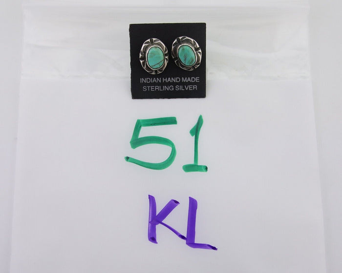 Navajo Earrings 925 Silver Turquoise Native American Artist C.80's