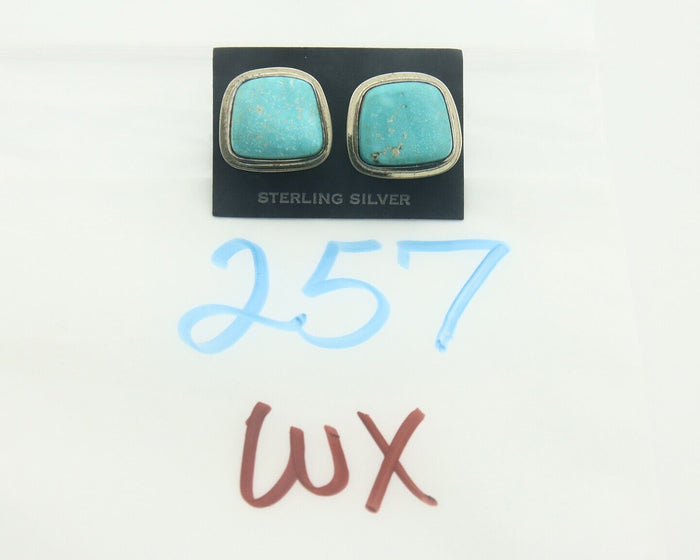 Navajo Earrings 925 Silver Turquoise Native Artist Signed Doug Zachary C.80's