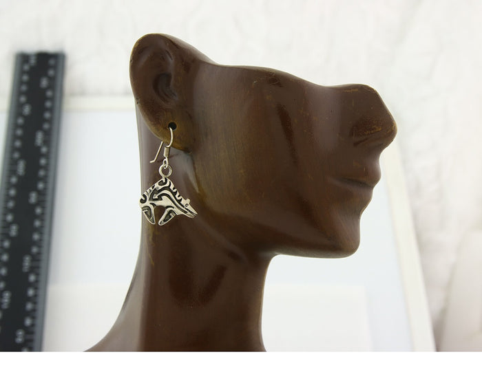 Navajo Earrings Sterling Silver Dangle Spirit Bear Authentic Signed Ervin Hoskie