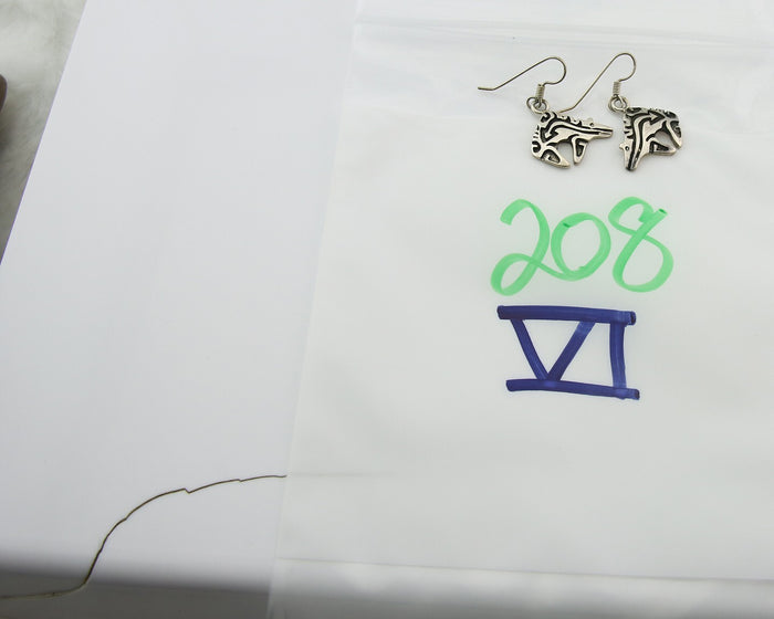 Navajo Earrings Sterling Silver Dangle Spirit Bear Authentic Signed Ervin Hoskie