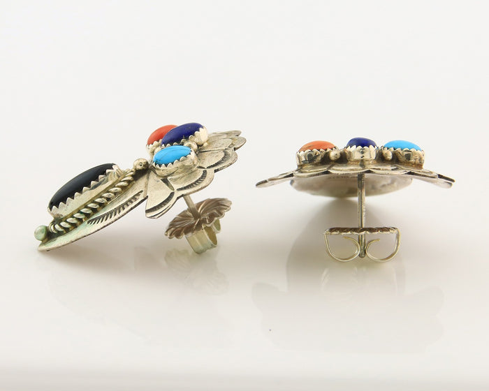Navajo Earrings Sterling Silver Gemstone Vintage Handmade Dangle