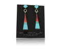 Navajo Earrings Sterling Silver Gemstone Vintage Handmade Signed Marilyn Yazzie
