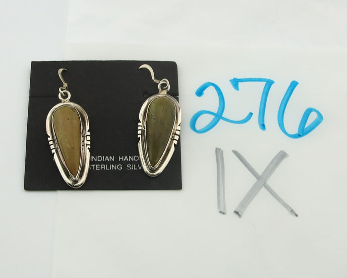 Navajo Earrings Sterling Silver Natural Green Turquoise Vintage Signed ES