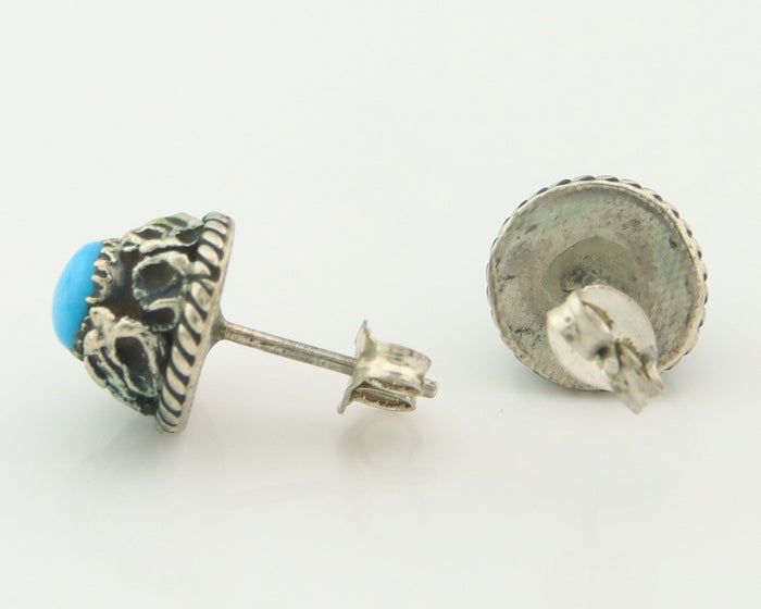 Navajo Earrings Sterling Silver Natural Turquoise Vintage Handmade