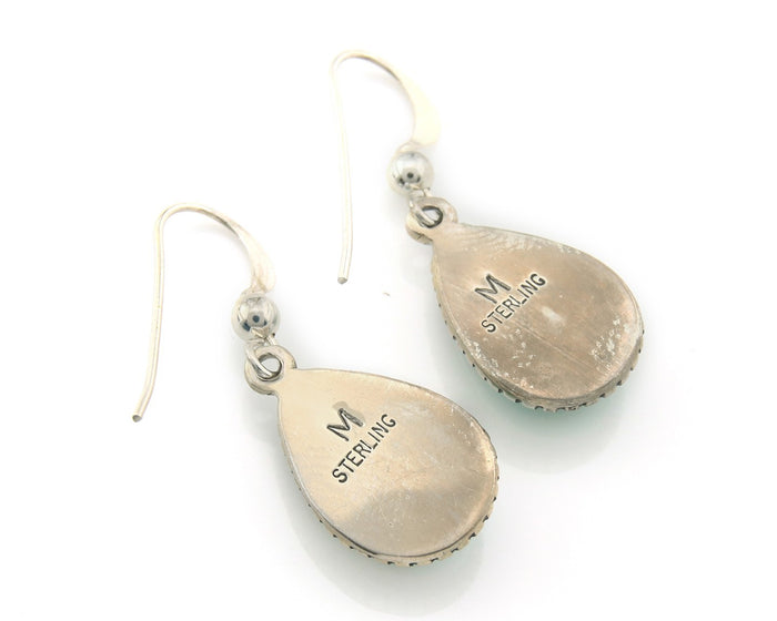 Navajo Earrings Sterling Silver Natural Turquoise Vintage Signed M