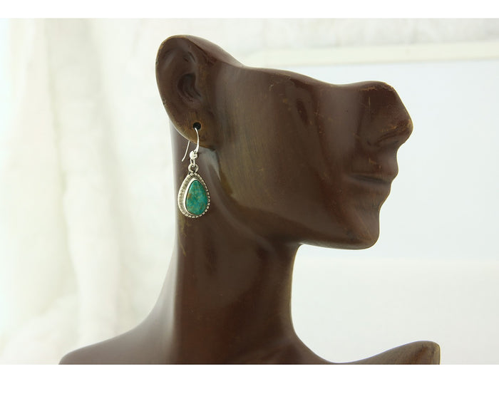 Navajo Earrings Sterling Silver Natural Turquoise Vintage Signed M