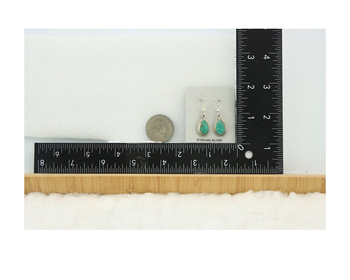 Navajo Earrings Sterling Silver Natural Turquoise Vintage Signed M