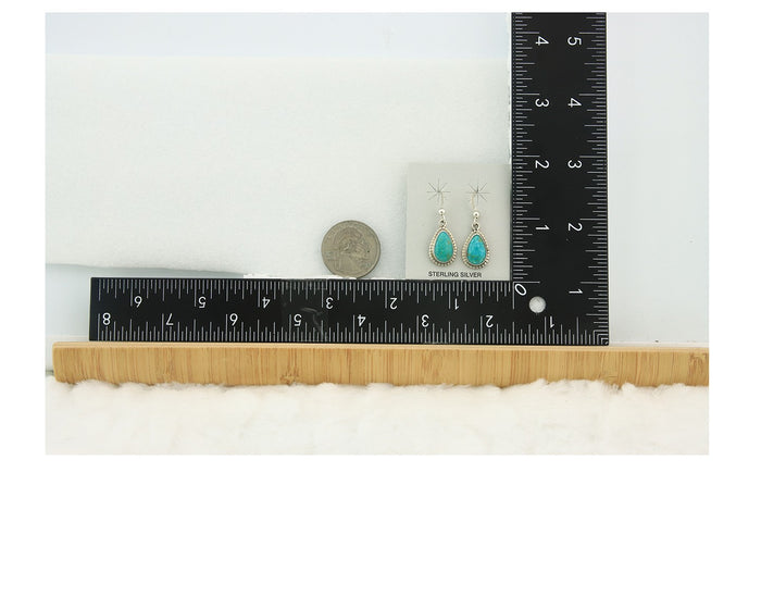 Navajo Earrings Sterling Silver Natural Turquoise Vintage Signed M