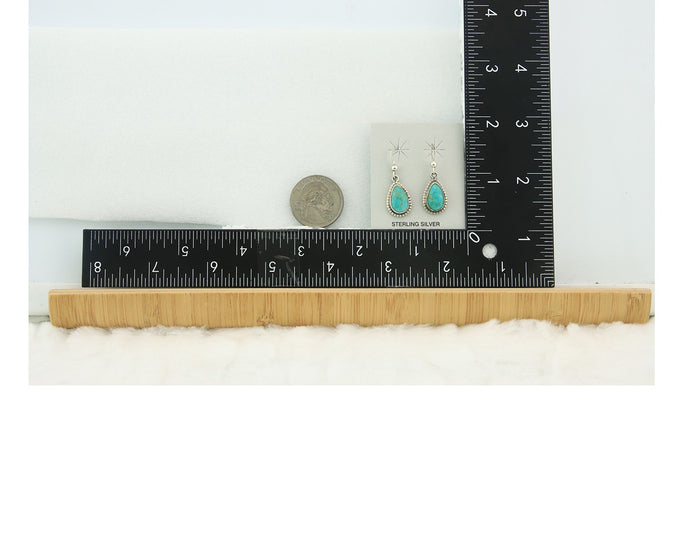 Navajo Earrings Sterling Silver Natural Turquoise Vintage Signed M