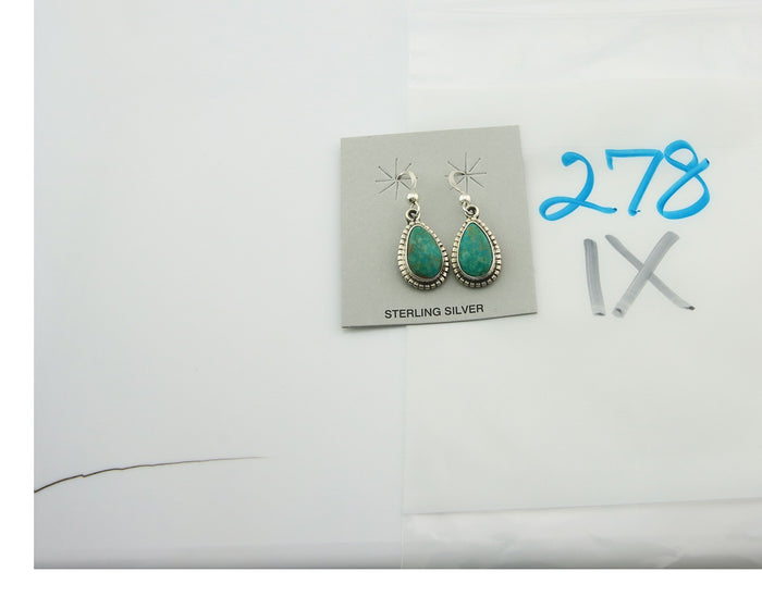 Navajo Earrings Sterling Silver Natural Turquoise Vintage Signed M