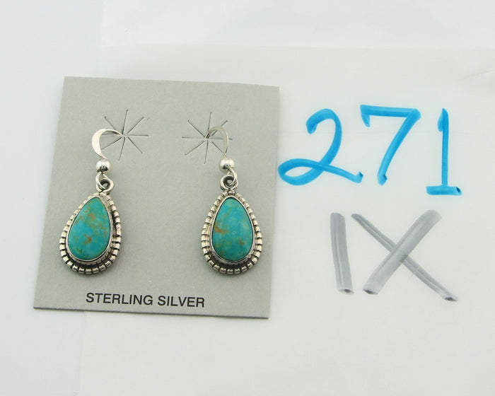 Navajo Earrings Sterling Silver Natural Turquoise Vintage Signed M