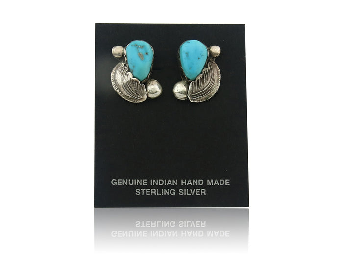 Navajo Earrings Sterling Silver Turquoise Dangle Vintage Authentic Simplicio