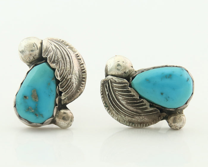 Navajo Earrings Sterling Silver Turquoise Dangle Vintage Authentic Simplicio