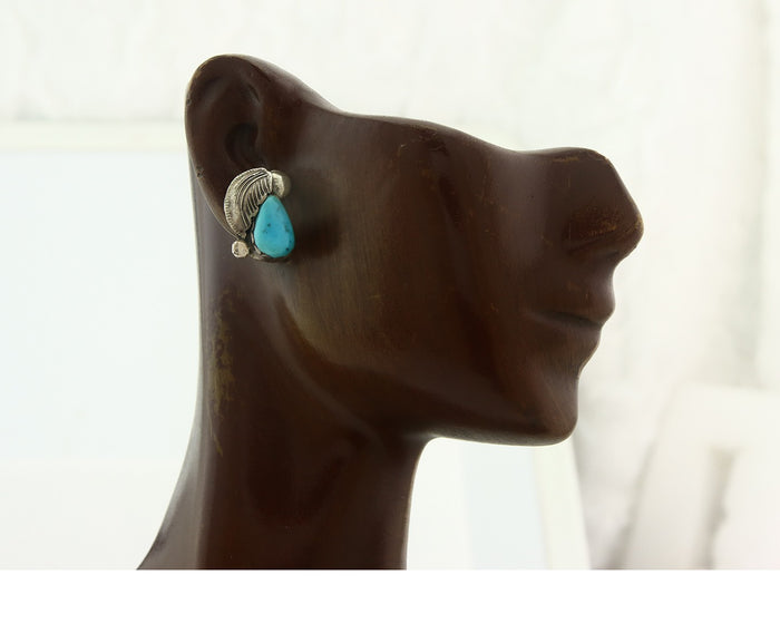 Navajo Earrings Sterling Silver Turquoise Dangle Vintage Authentic Simplicio