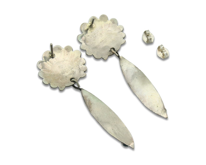 Navajo Earrings Sterling Silver Turquoise Dangle Vintage Authentic Tiwa