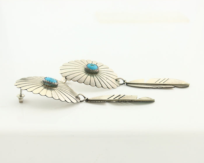 Navajo Earrings Sterling Silver Turquoise Dangle Vintage Authentic