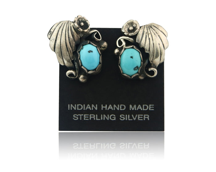 Navajo Earrings Sterling Silver Turquoise Vintage Dangle Handmade